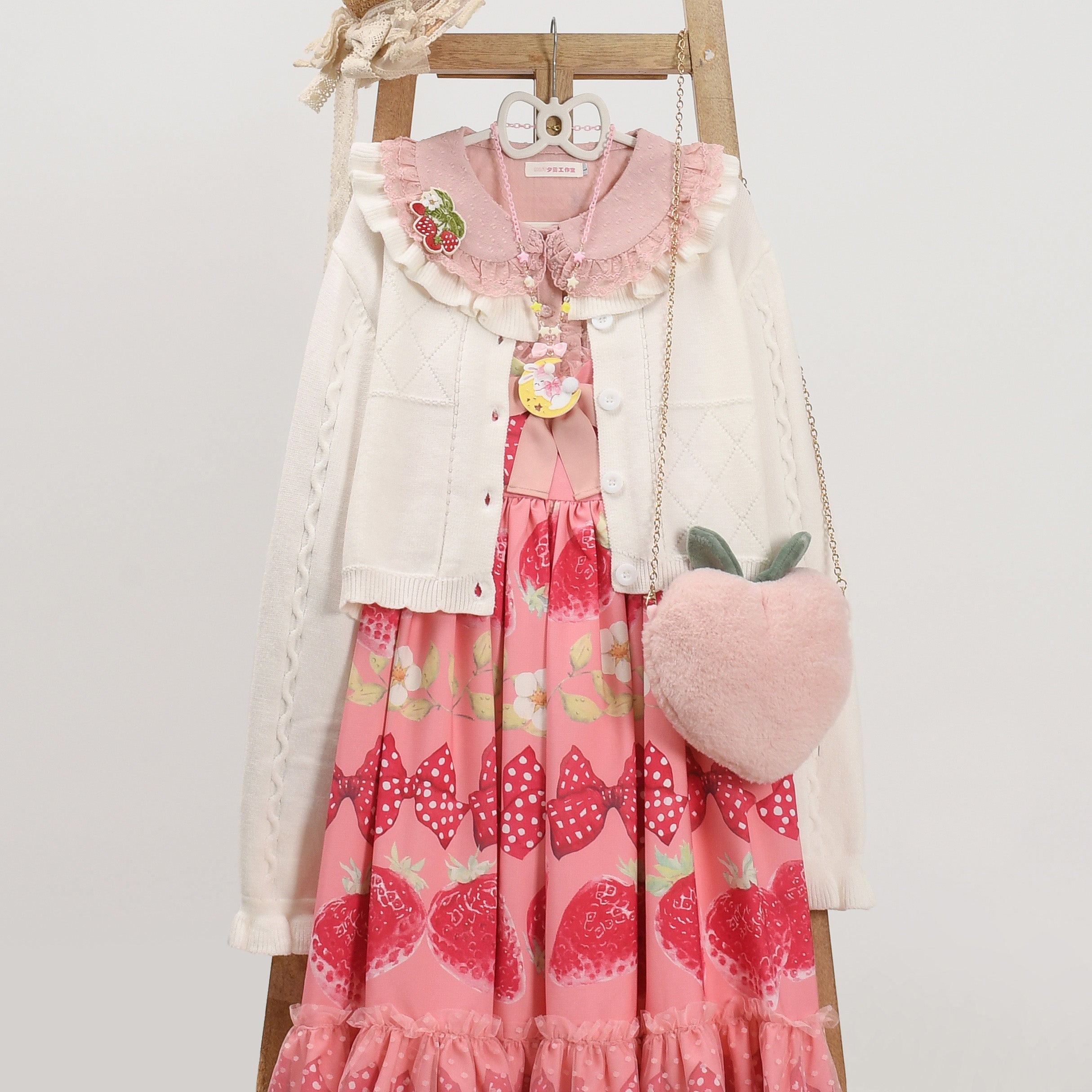 MIST - Blank Night - Vintage Lolita Bow Cute Girl Ruffled Cardigan S White