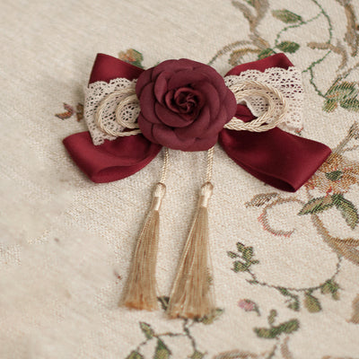 NyaNya~Wa Lolita Accessories Multicolors free size burgundy flower side pin 