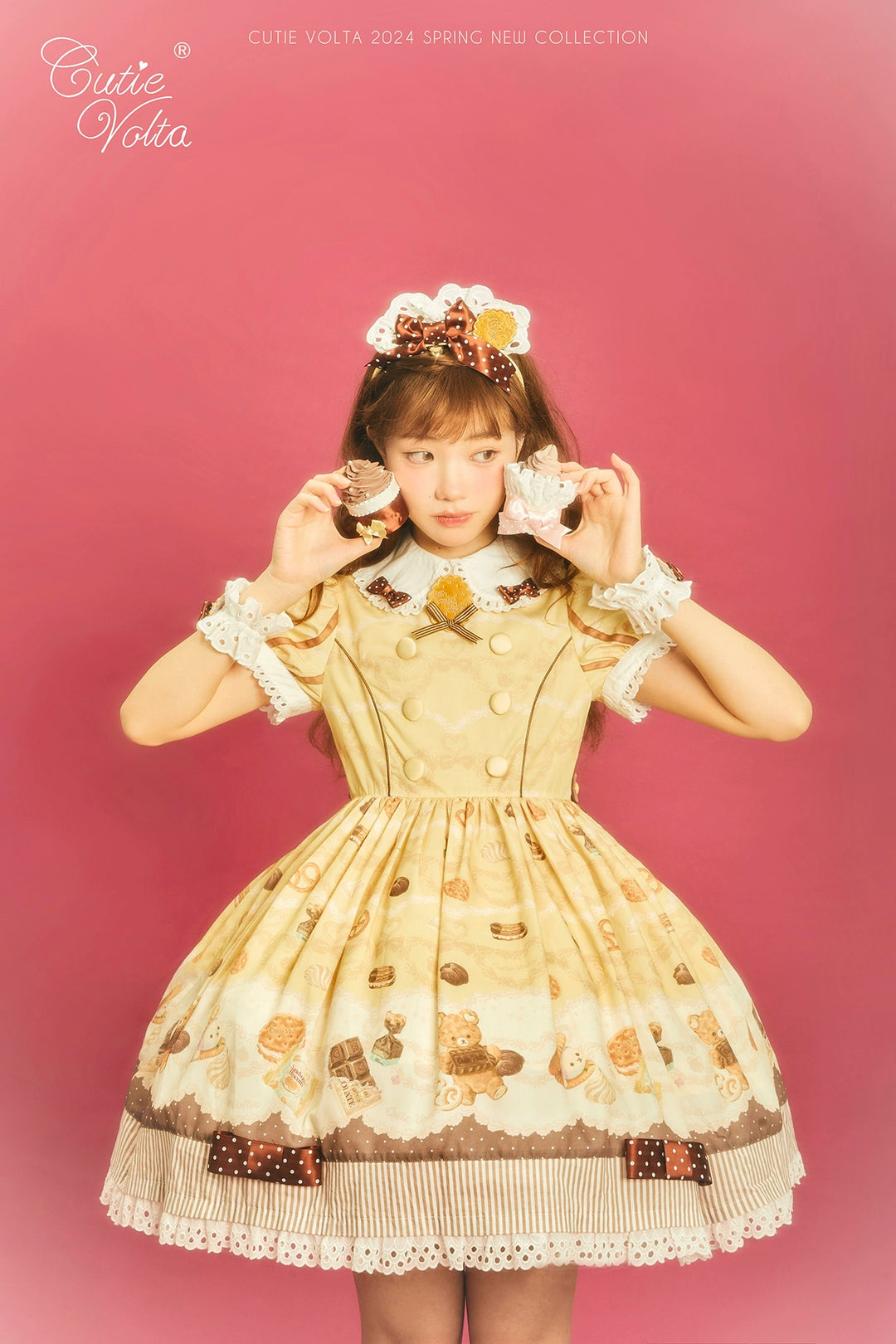 CutieVolta~Blissful Confectionery~Sweet Lolita OP Dress Bear Print JSK