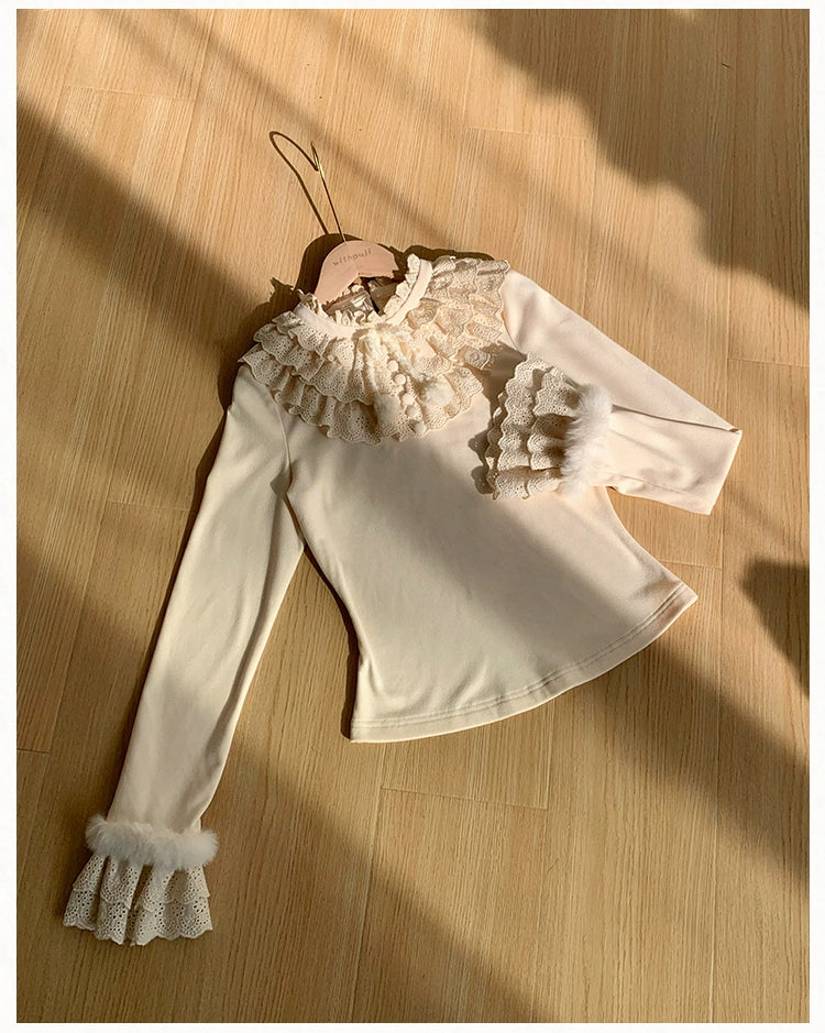 With PUJI - Frostfall - Winter Sweet Lolita Inner Wear, Layered Lace (Beige / L M S) 44284:802093