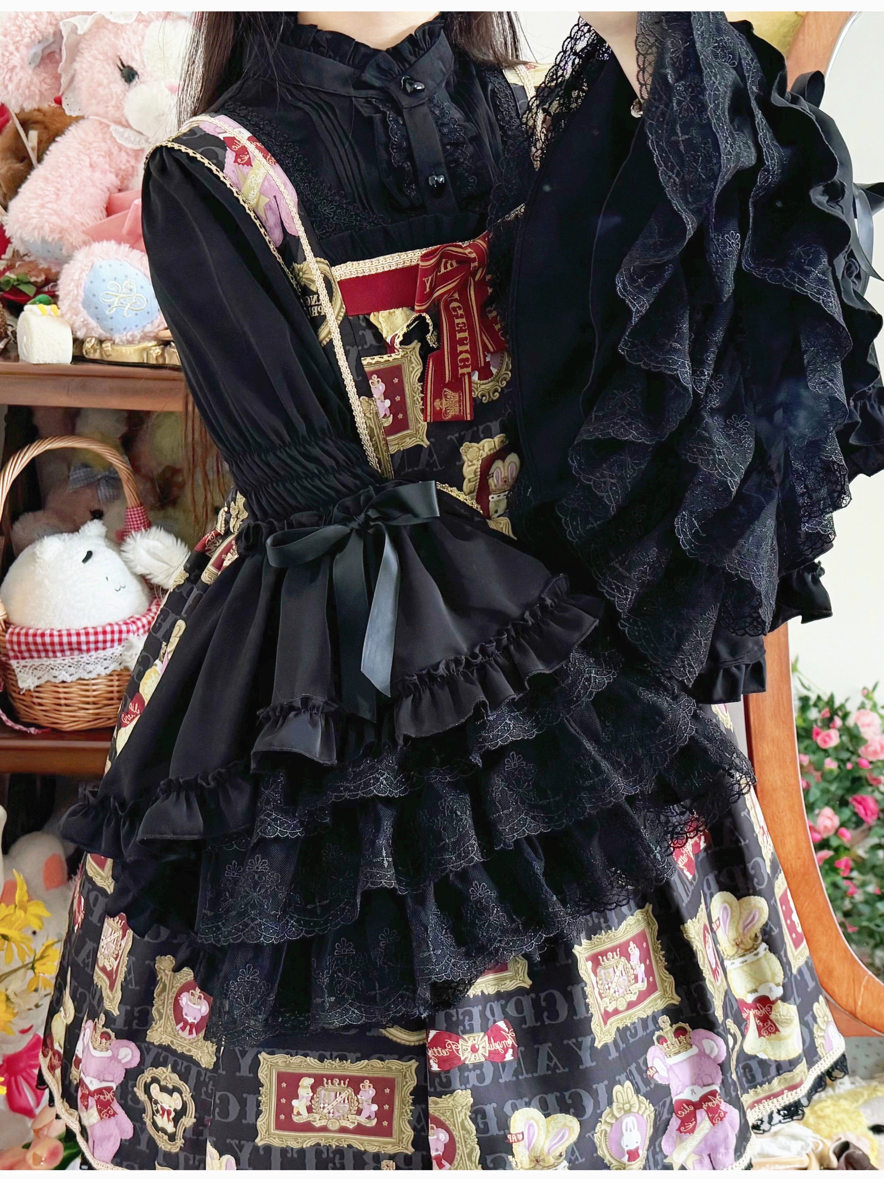Twilight Zone - Gorgeous Sweet Lace Lolita Shirt, Hime Sleeve 44049:793730