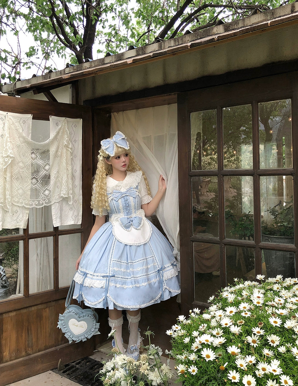 Vintage Petal Rabbit - Cotton Old School Lolita JSK Dress With Petal-Shaped Hem 43136:769606