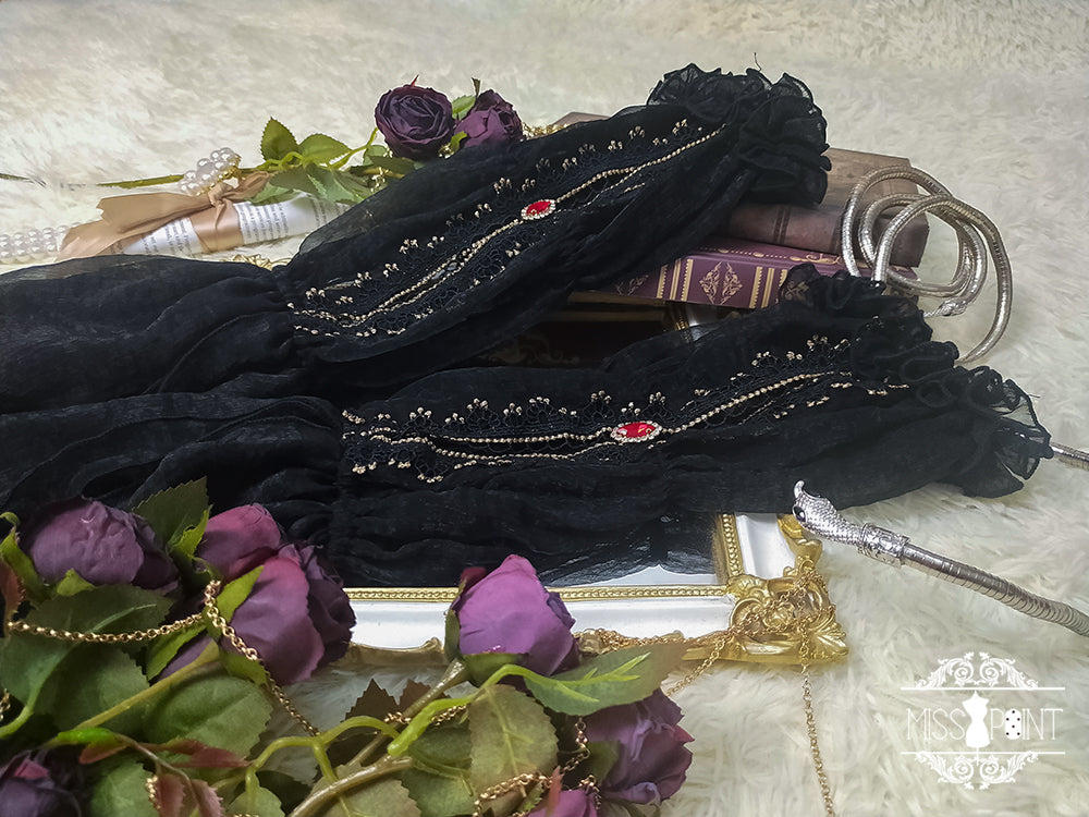 Miss Point - Dusk Bester - Egyptian Lolita Brooch Waistband Shawl black sleeves