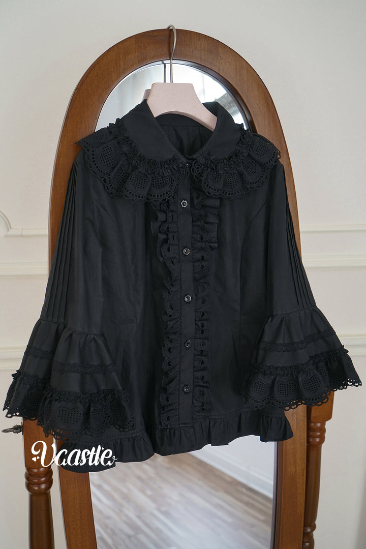 Vcastle~Sweet Crepes~Sweet Lolita Shirt with Princess Sleeves and Bow Chain 42109:726646