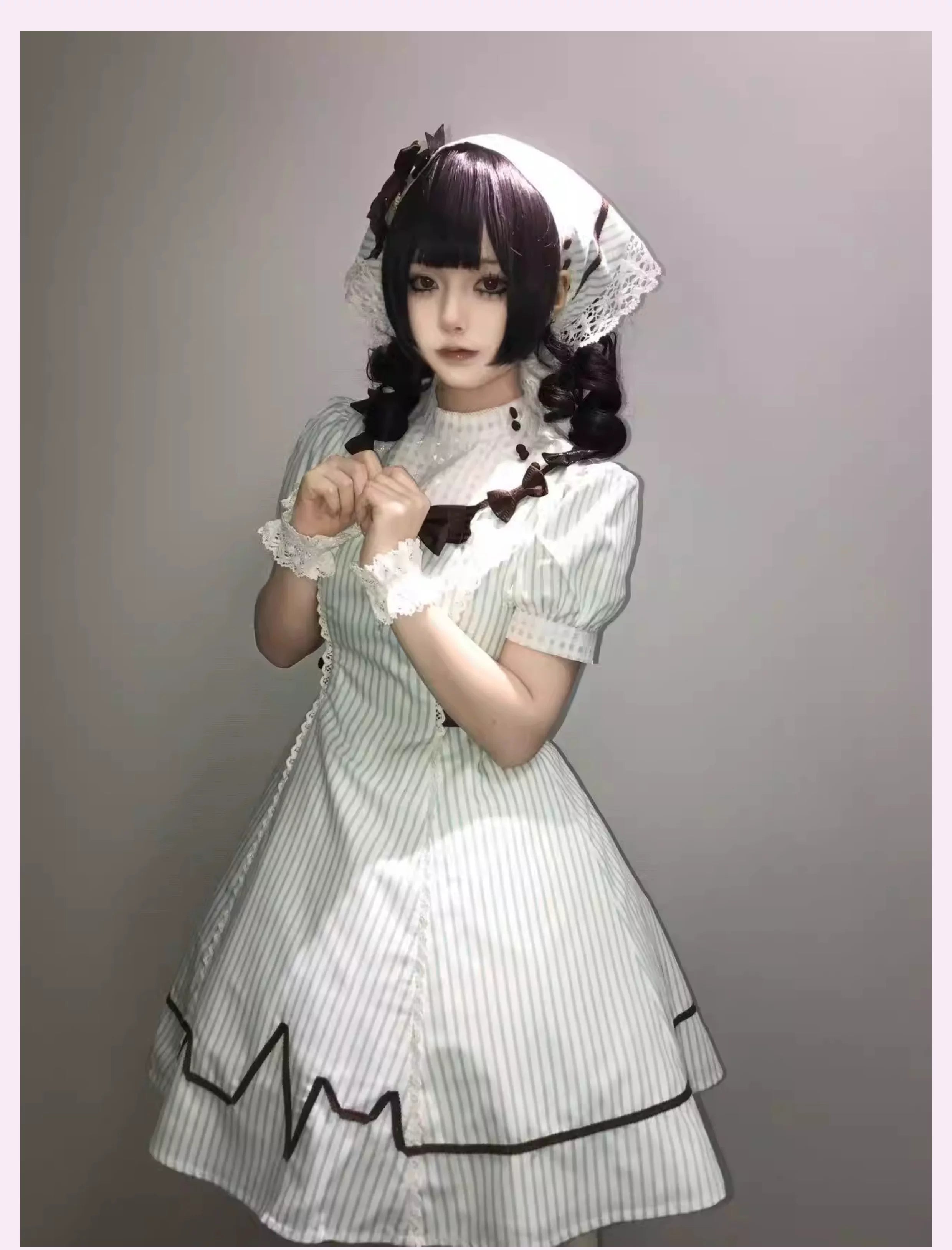 Mint Prescription - Old School Lolita Striped OP Dress, Electrocardiogram Trace
