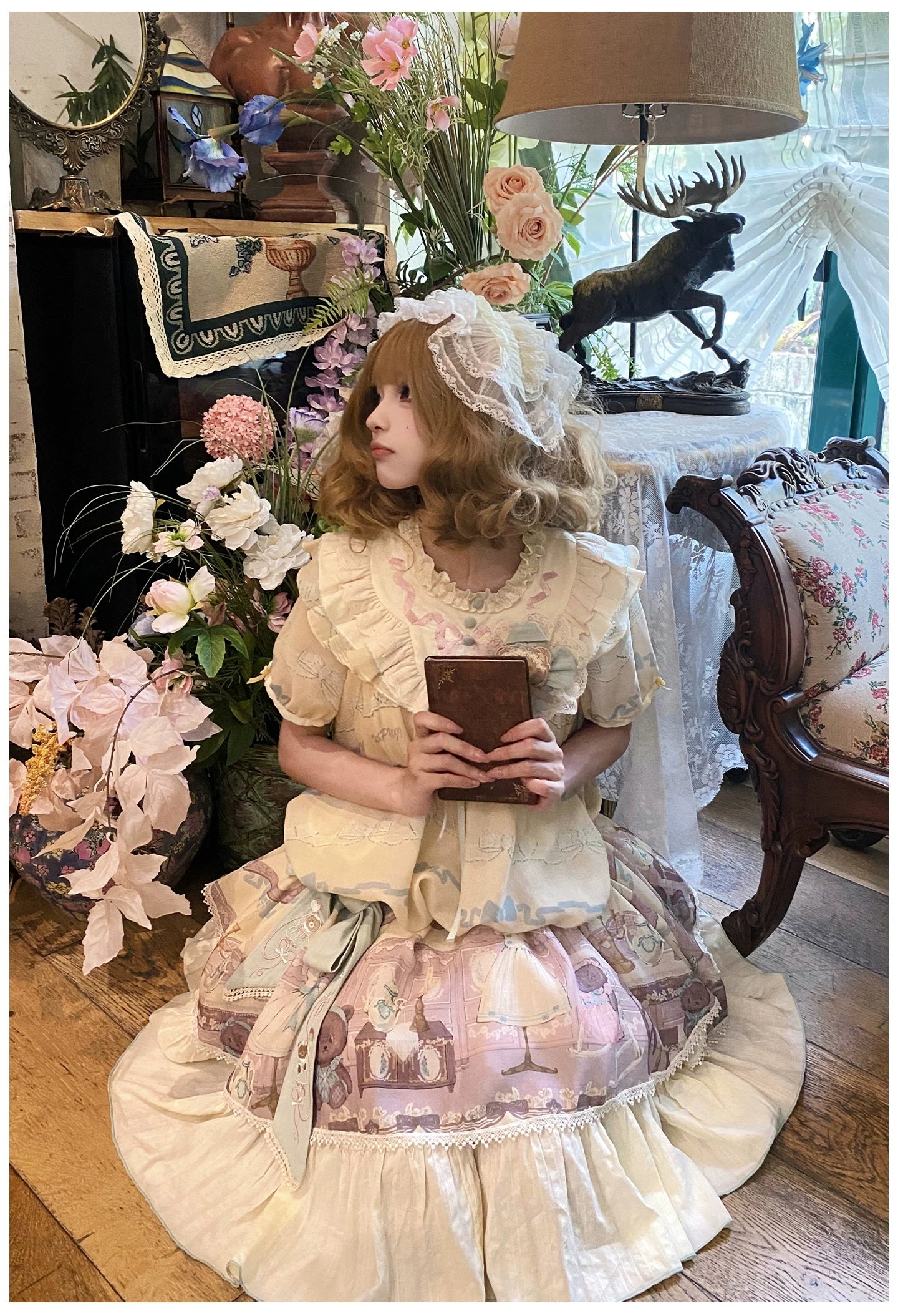 Brown Dollhouse SP - Kawaii Lolita Dollhouse Printed OP Dress with Embroidery 45551:855805
