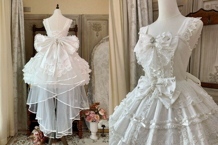 Flower Banquet~Wishing Star~Sweet Wedding Lolita JSK Bridal Lolita Dress (White / L M S XL) 41860:716158