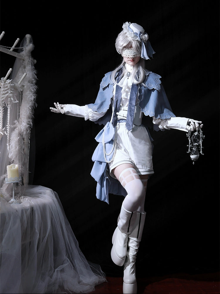 Forest Fluorescent Carps~Crumbling Skeleton~Ouji Lolita Vest Fishbone Embroidery Prince Pants Suits   