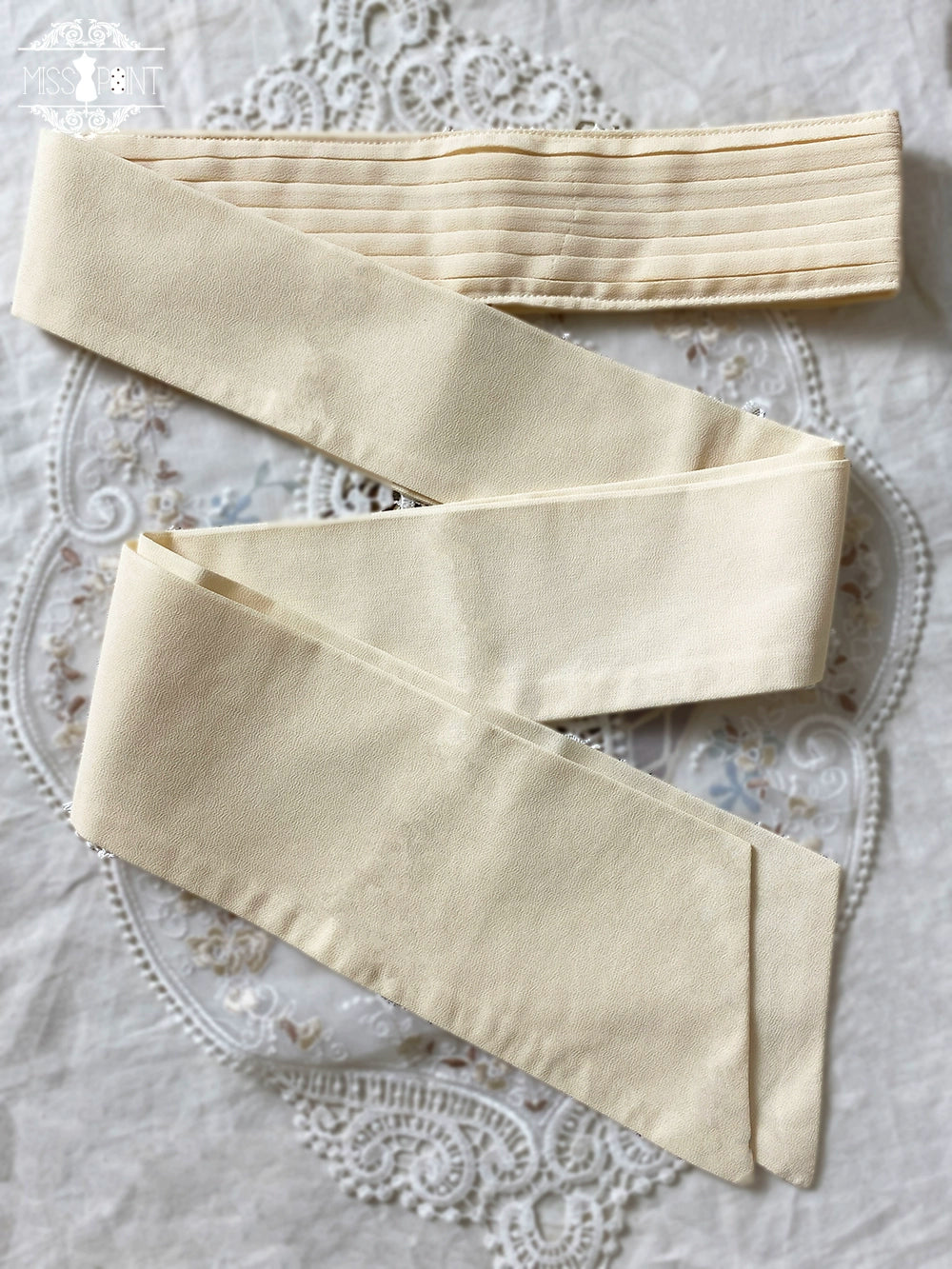 Miss Point - Sweet Lolita Accessories KC Hair Clip Brooch Waistband Cuffs Ivory Pleated Waistband