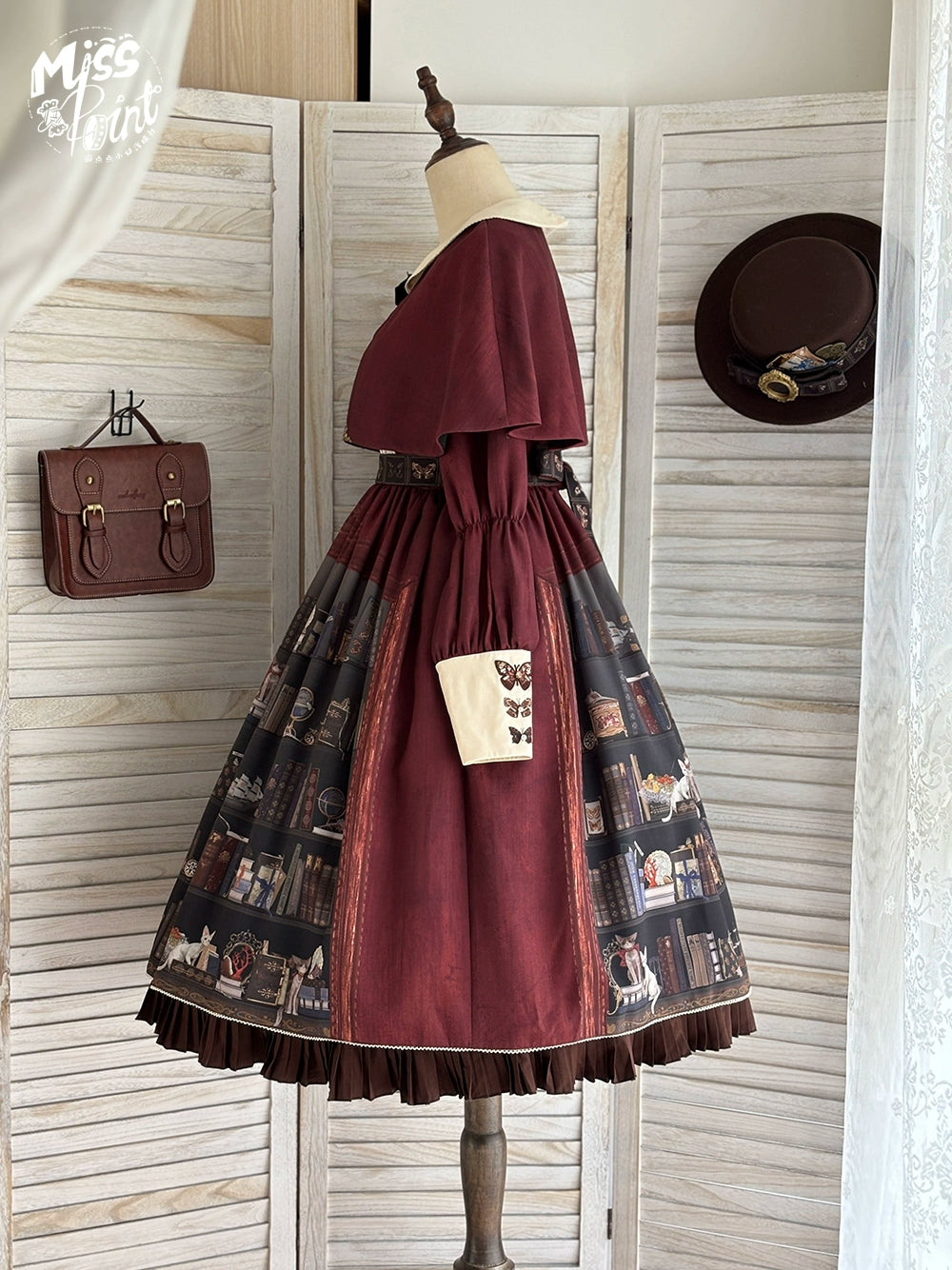 Miss Point - German Bookshelf - Classic Lolita OP Dress & Detachble Cape 44023:792360