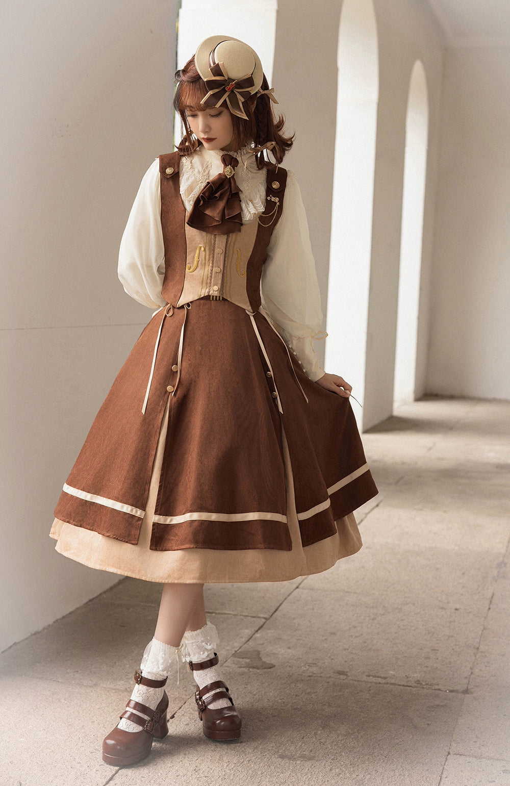 Miss Point~Golden Movement~Elegant Lolita Fishbone Skirt Customized   