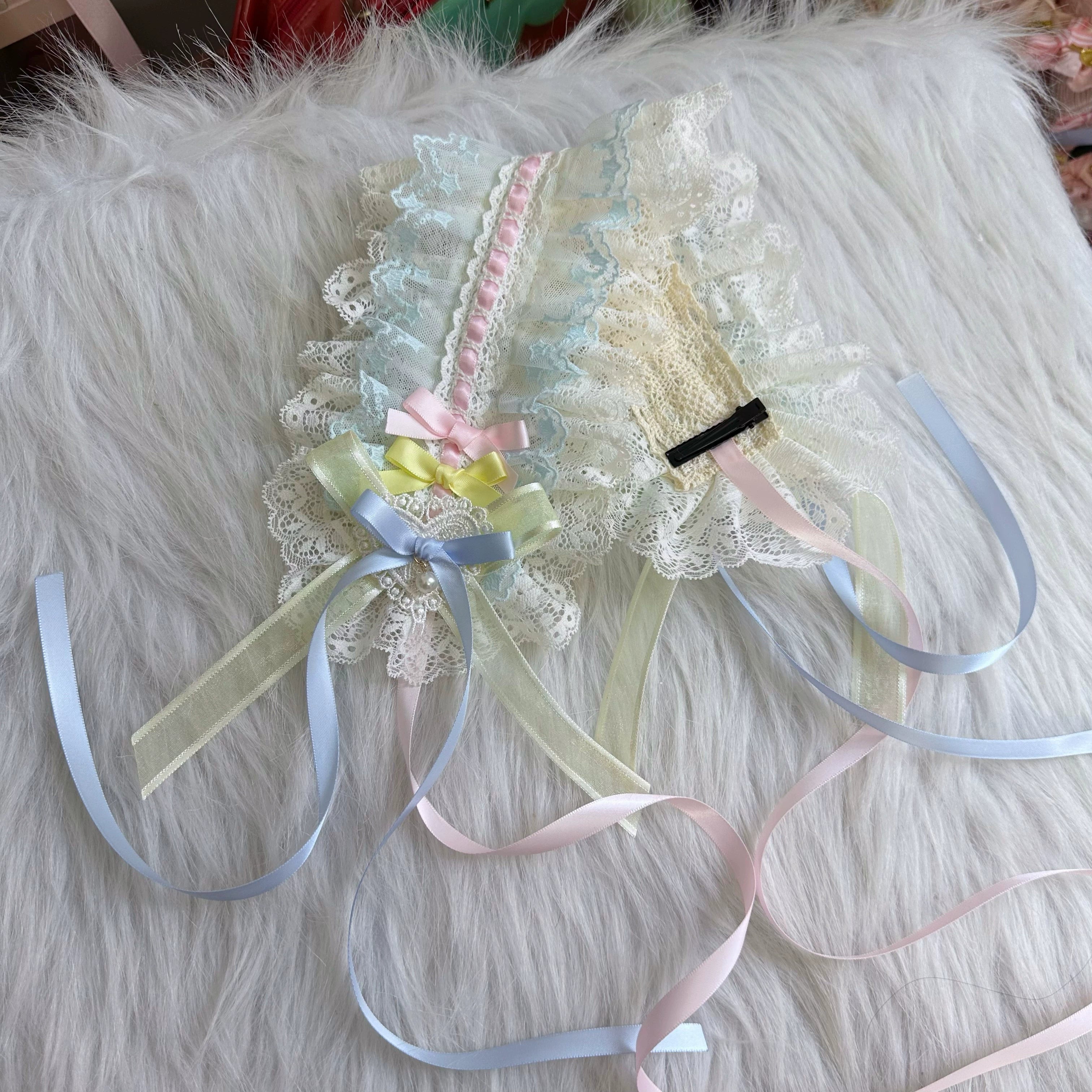 Chestnut Lolita - Sweet Lolita Headdress, Bow and Lace Decoration Pastel Hairband (Style B) Only