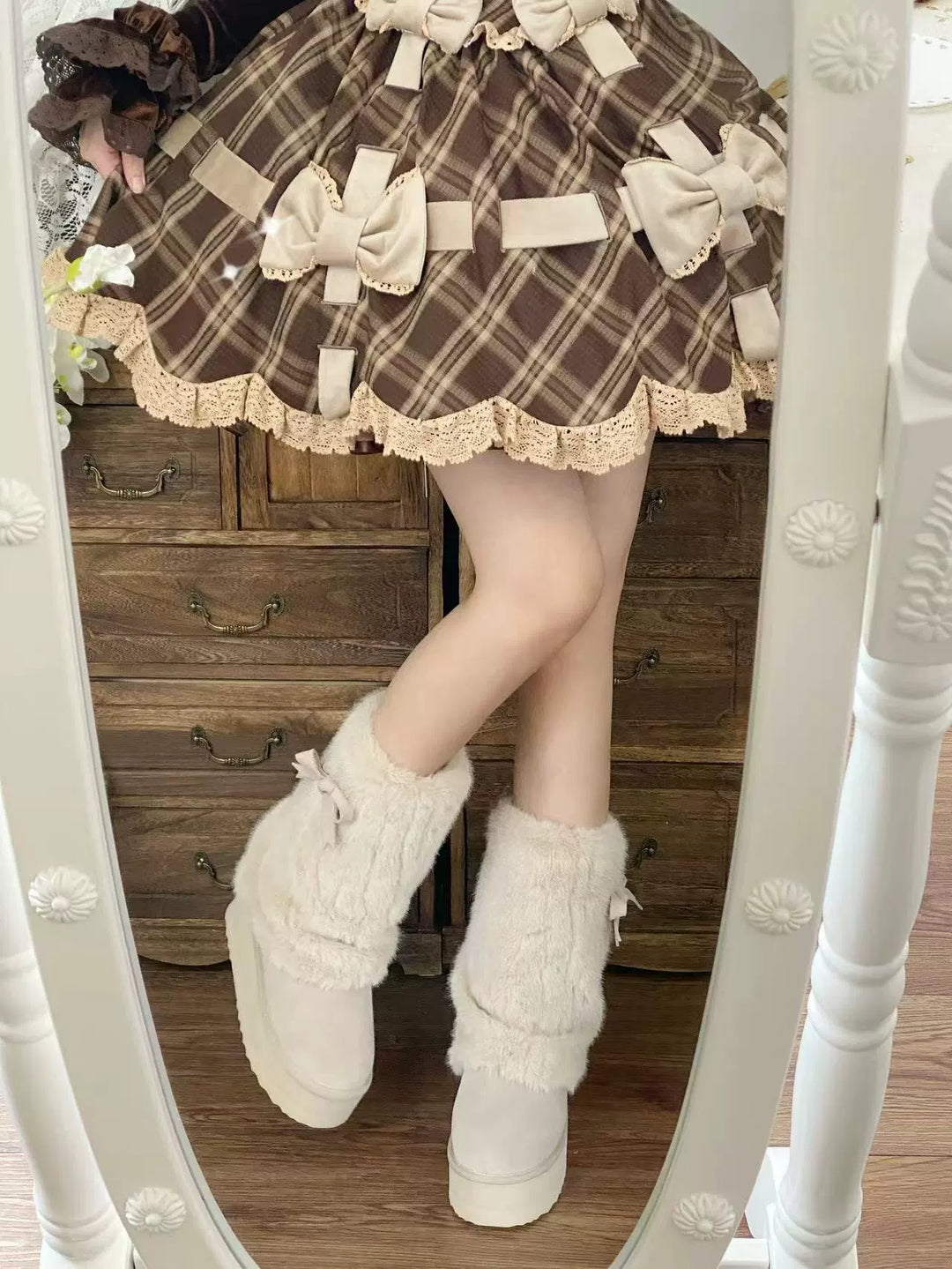 Pure Tea For Dream~Winter Love Song~Winter Lolita Mid-Calf Boots Plush Snow Boots Thick Sole