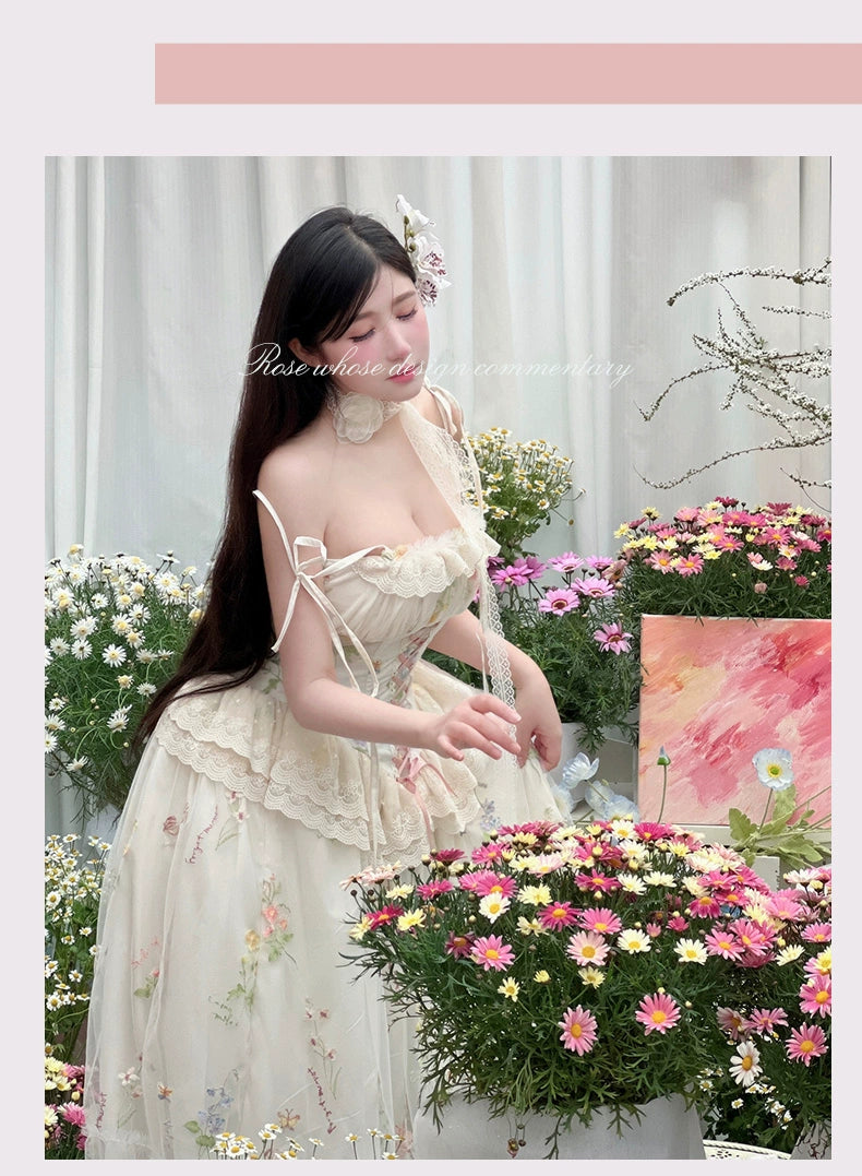 Diamond Honey - Spring Bouquet - Sweet Lolita JSK Dress Fairy-like Embroidered Mesh Dress