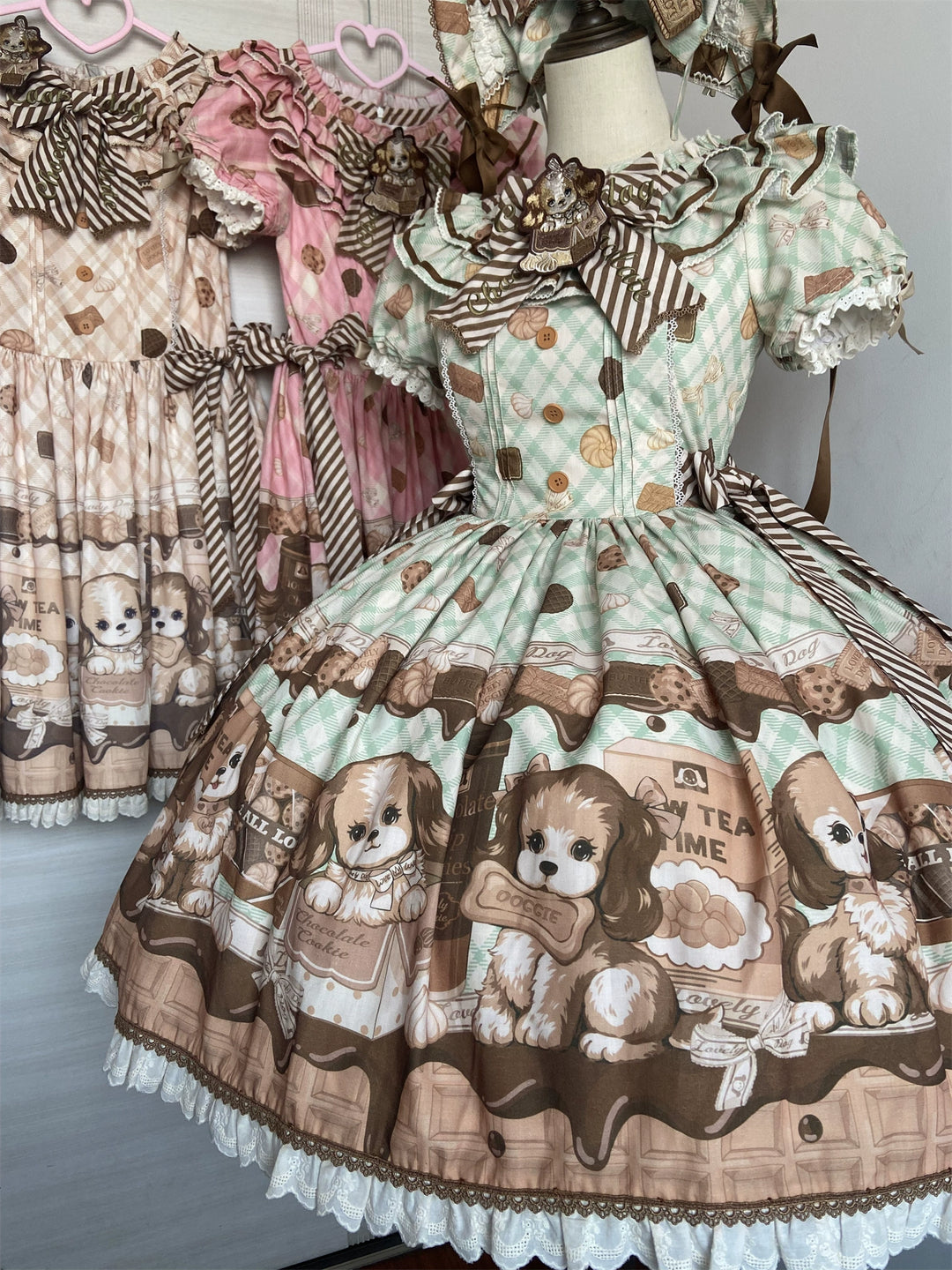 Babyblue~Dog Bakery~Old School Lolita OP Dress Sweet Dress with Accessories 42101:726393