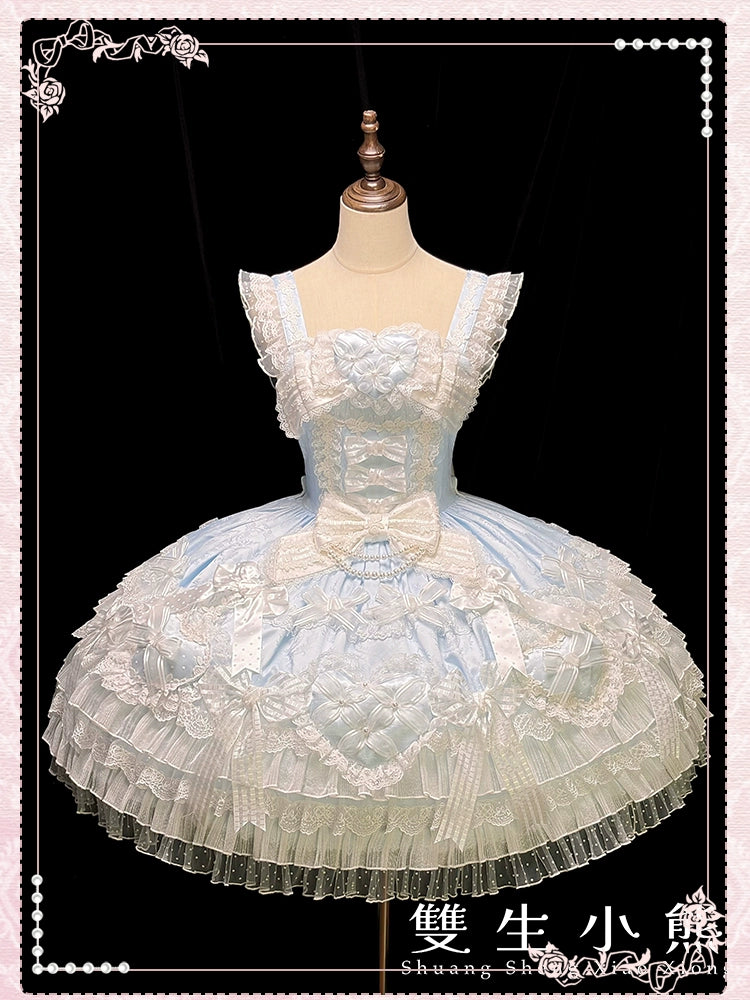 Shuang Sheng Xiao Xiong - Heart of Love - Sweet Lolita Wedding JSK, Bow Details (L M S XL XS) 44306:803212