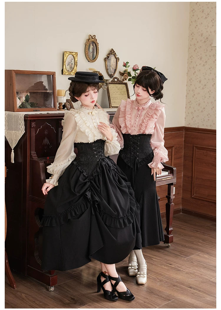 Blake - Boning Gothic Lolita Mermaid Skirt, Lifted-hem SK