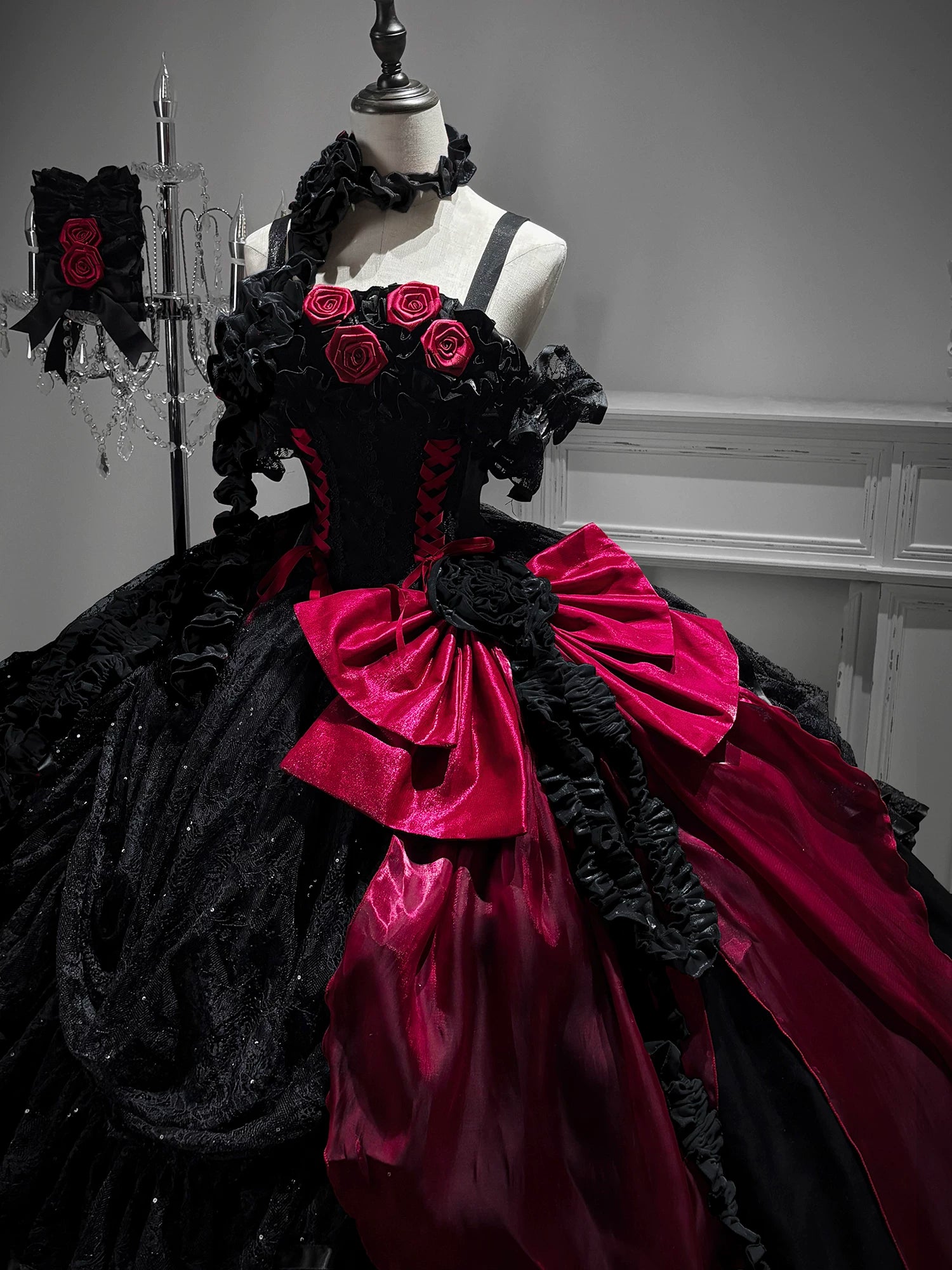 Silent Manor - Gothic Lolita Wedding Corset JSK Dress, Lift-Up Hem