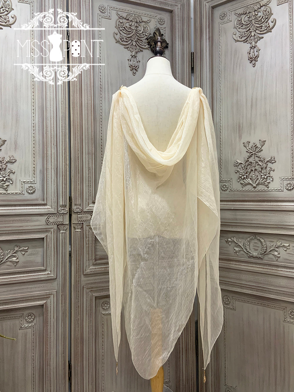 Miss Point - Dusk Bester - Egyptian Lolita Brooch Waistband Shawl ivory large shawl