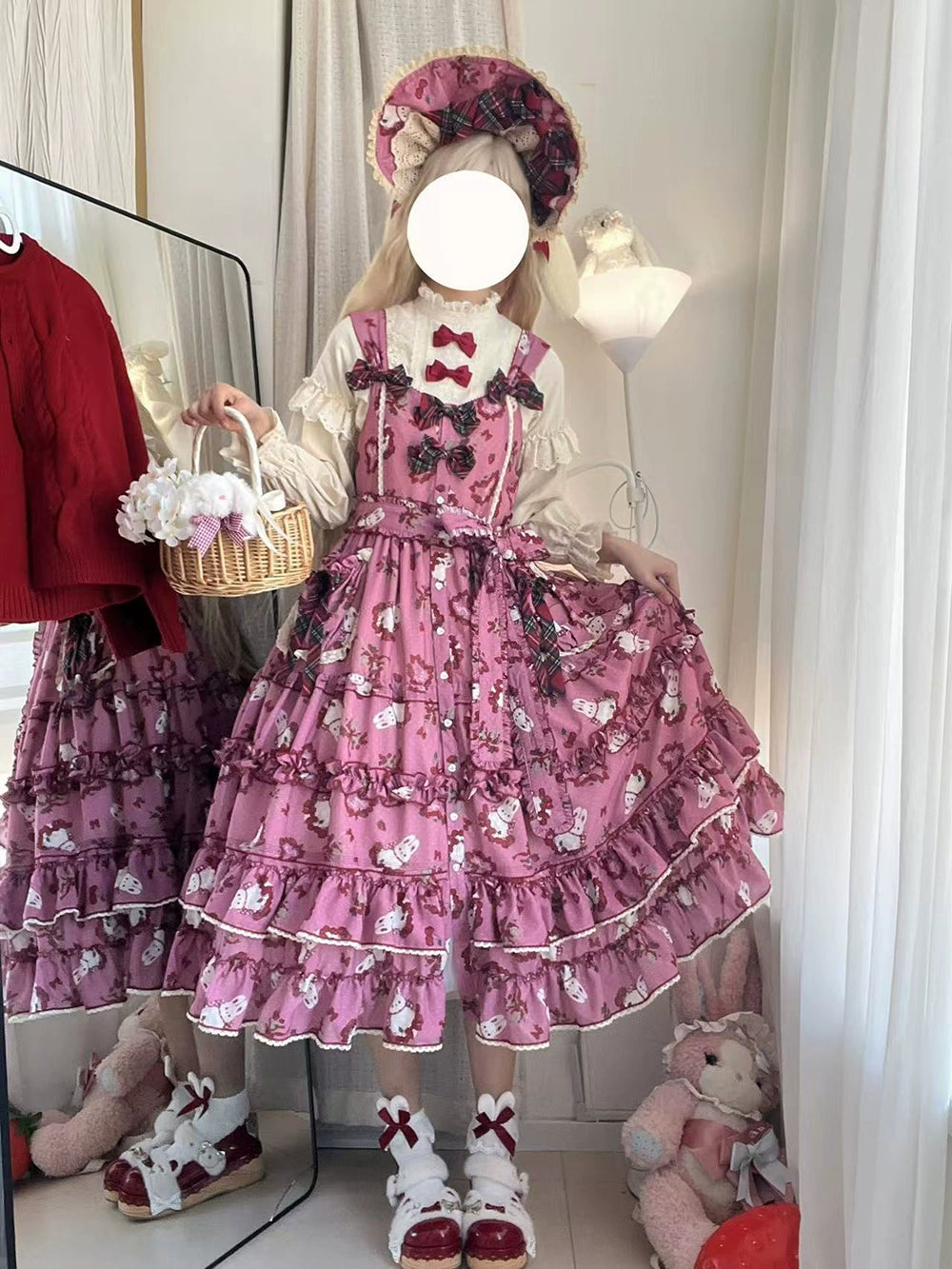 Miss Point~Forest Berry Bunny~Sweet Lolita JSK Elegant Bunny Print Dress 41972:721086