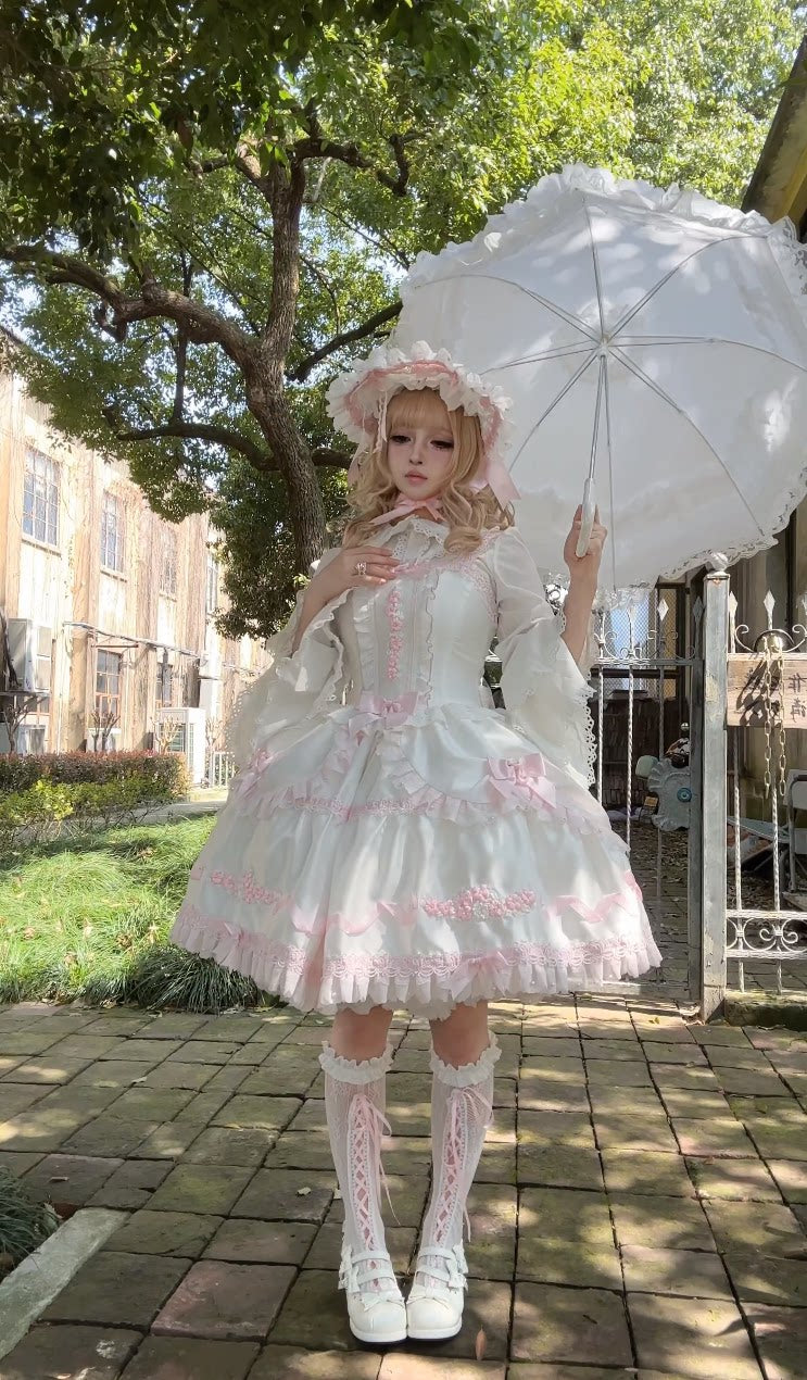 Charlotte Bouquet - Old School Lolita JSK Set, Embroidery & Bows 45093:835357