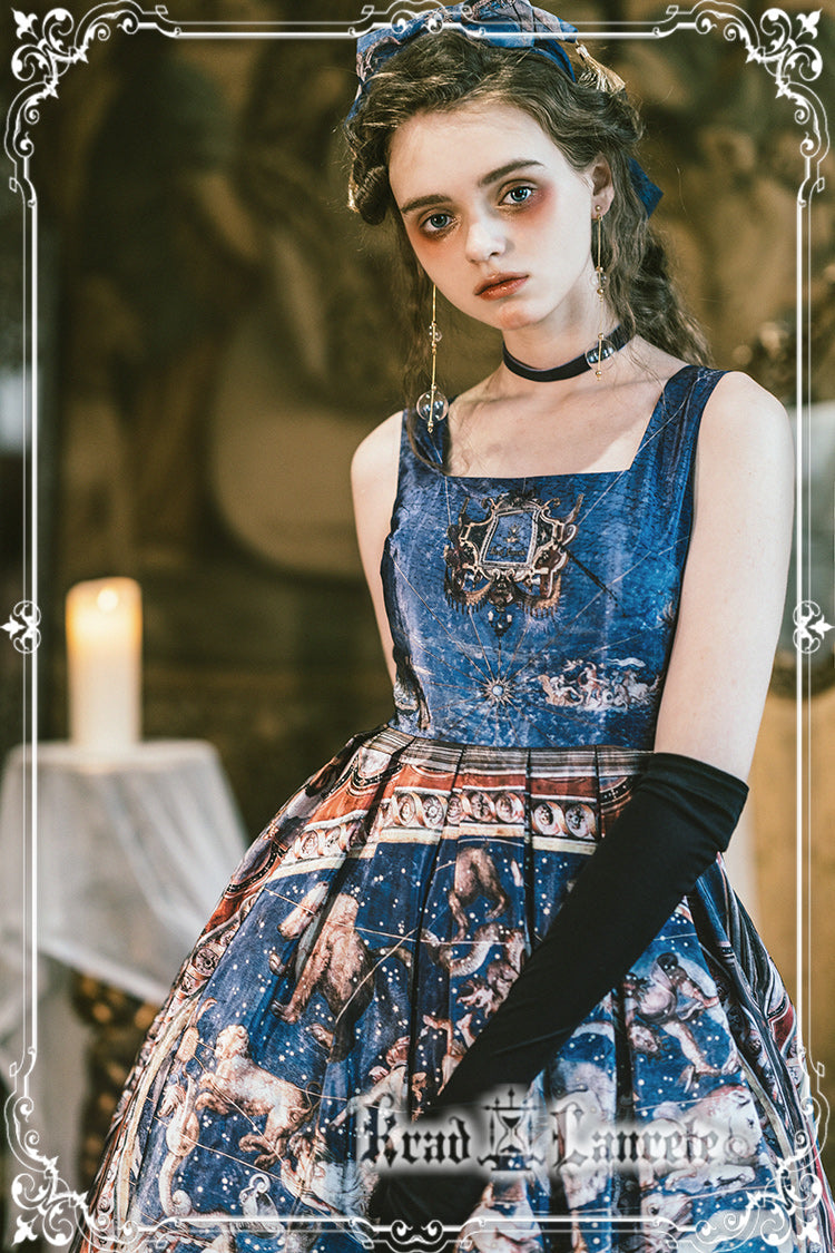 Krad Lanrete~Elegant Lolita Dark Blue Zodiac Print JSk Skirt   