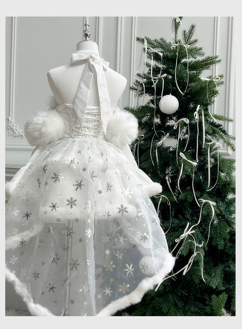 (BFM)Diamond Honey~Snow Country Elf~Elegant Lolita Dress Set with Plush Sparkling Diamonds   