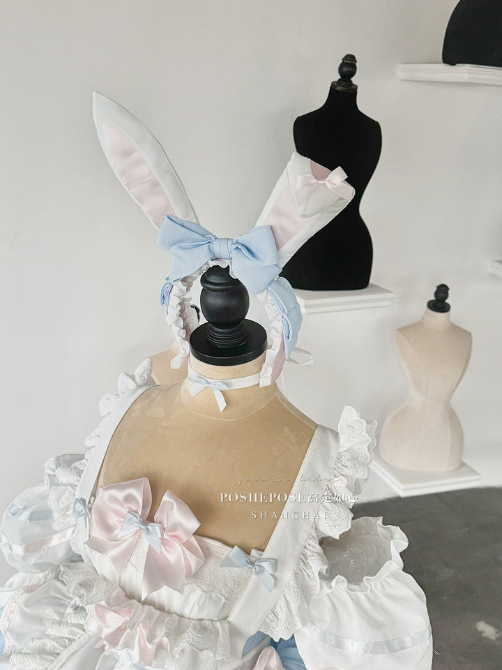 POSHEPOSE~Maid Bunny~Gorgeous Sweet Lolita OP Dress with Detachable Sleeves and Apron 41664:720606