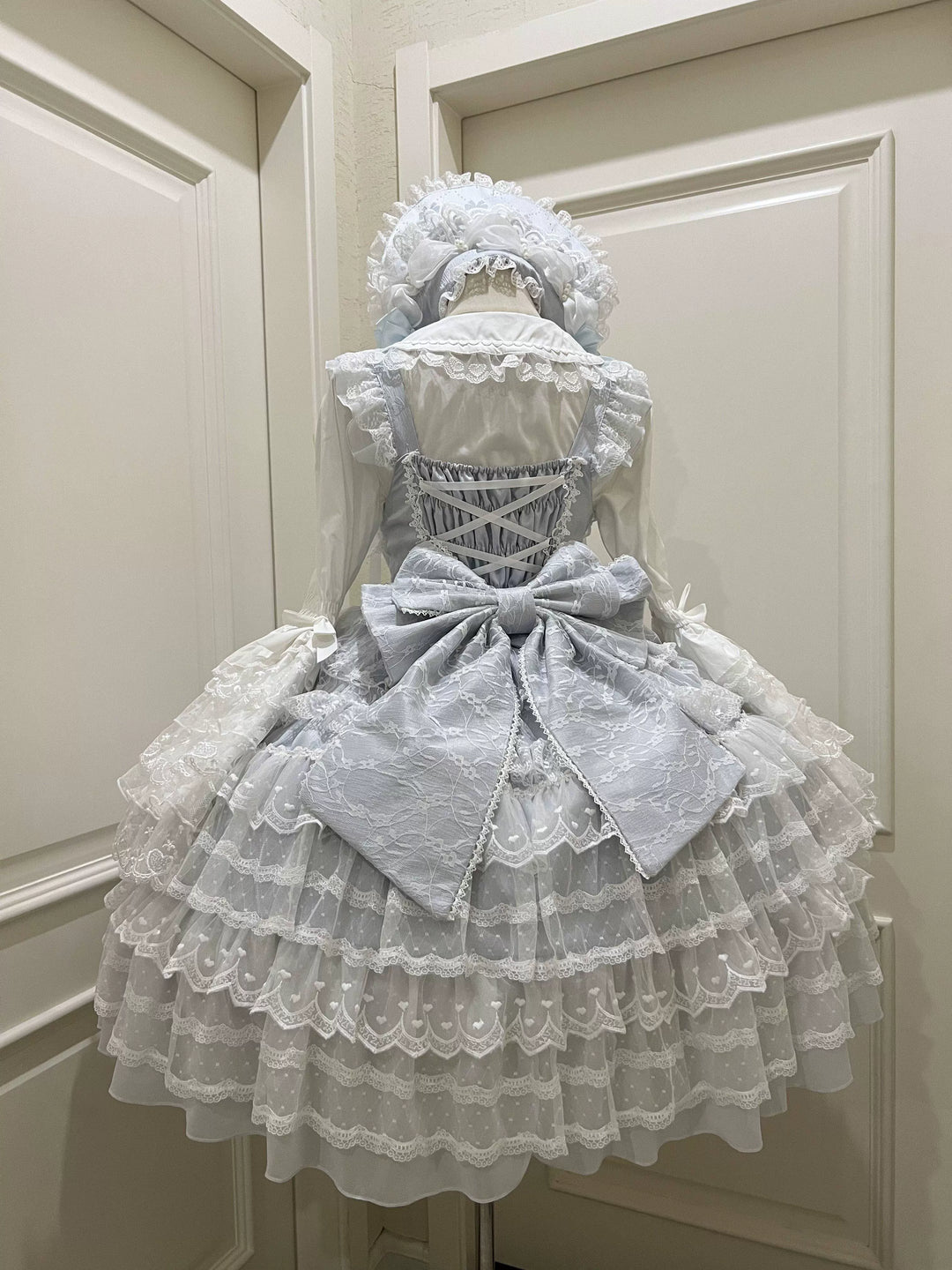 Sugar Girl~Dream Prelude~Princess Lolita JSK Suit Sweet Lolita BNT and Blouse Blue JSK+Back bow S