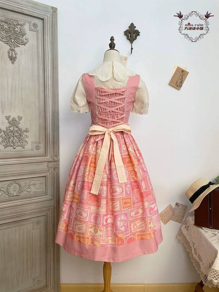 Miss Cube - Antique Label - Retro Lolita JSK Dress Print Daily Dress 35662:498816