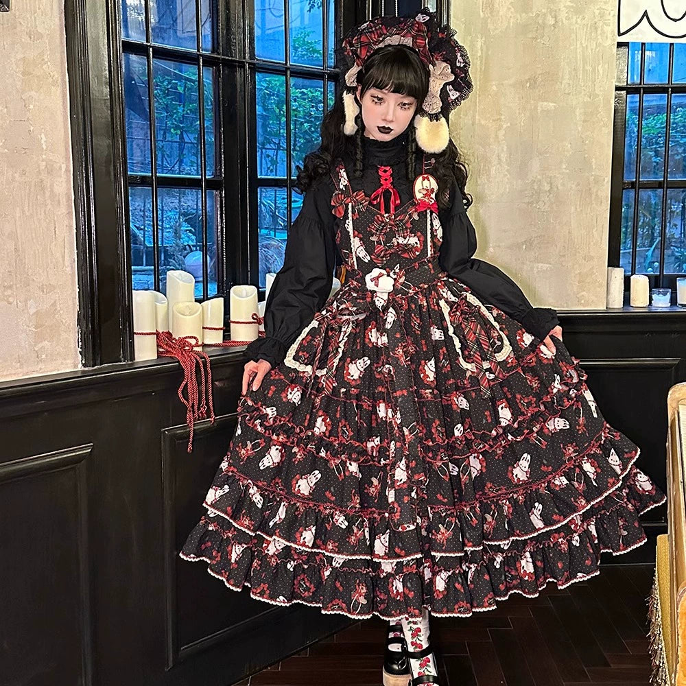 Miss Point - Forest Berry Bunny - Sweet Lolita JSK Elegant Bunny Print Dress 41972:720950