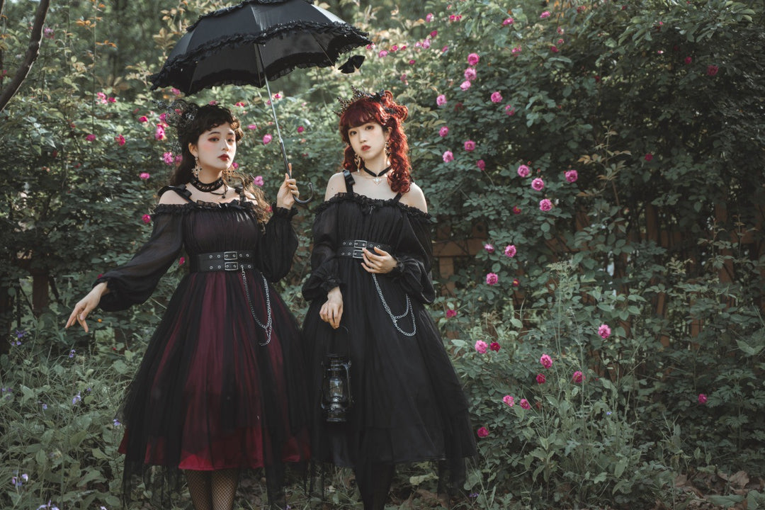 Cornfield Lolita~The Girl Assassin~Halloween Gothic Lolita Irregularly Hemline Dress   