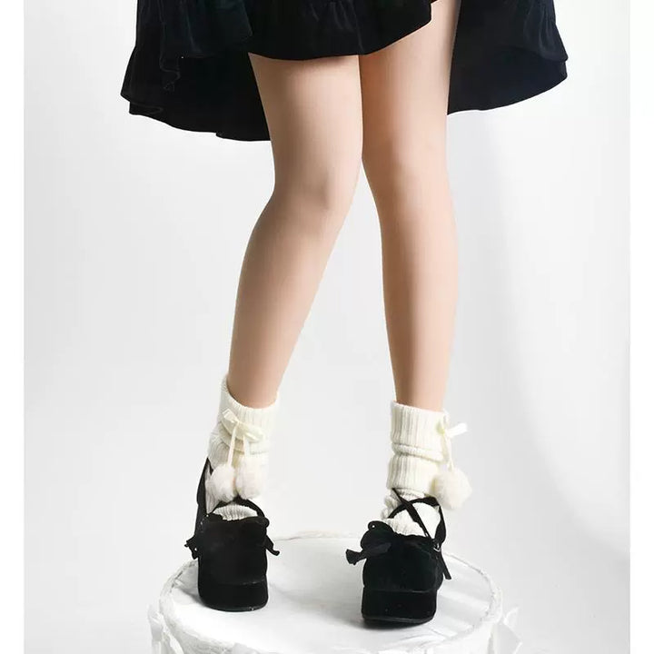 Roji Roji~Sweet Lolita Thigh-High Stockings Winter Fleece-Lined Pantyhose   