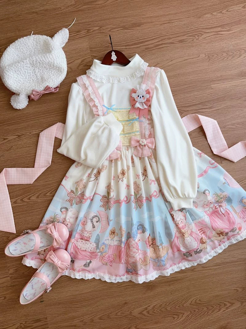 MeowMeow - Winter Lolita Top Autumn Winter Puff sleeve Innerwear S White
