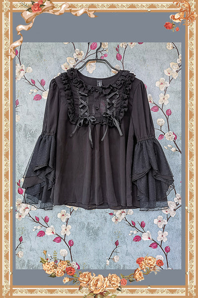 Infanta~Elegant Lolita Loose Blouse Lace Multicolor free size black 