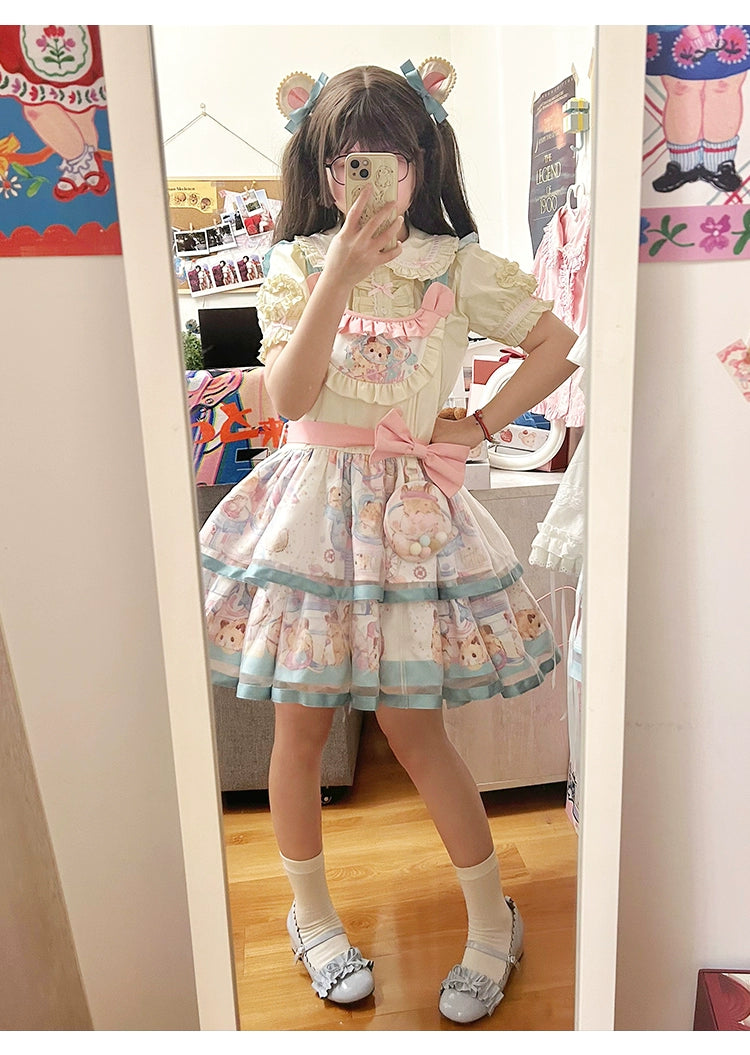 Mewroco~Sweet Lolita Dress Suit Salopette and Hoodied OP 41298:690548