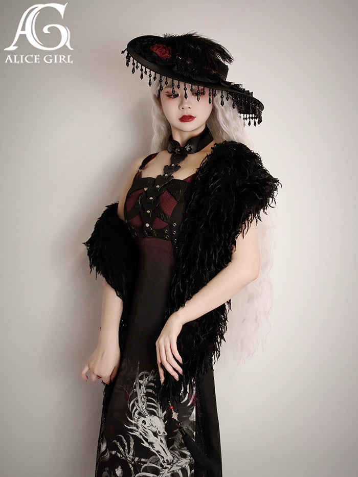 Alice Girl~Bony Dragon~Chinese Style Black Lolita Shawl   