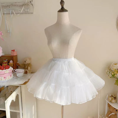 Hanguliang~Daily Lolita Petticoat 35CM White Short Soft Yarn Pannier for Summer White- soft yarn pannier Free size 
