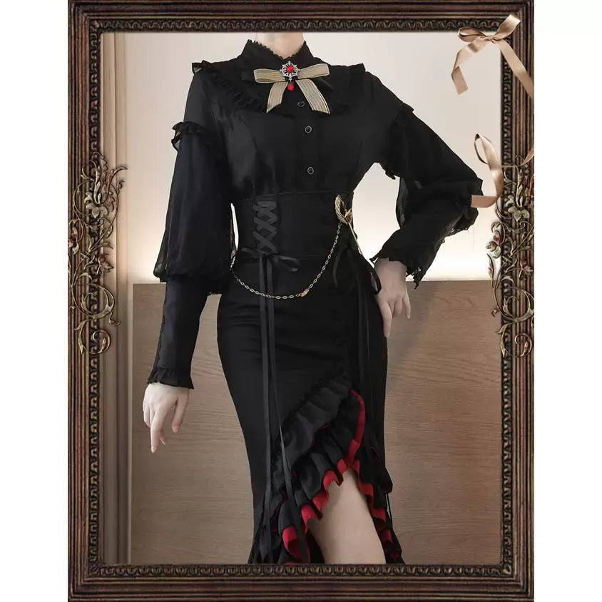 Princess Tailor Lolita~Classic Lolita Blouse Mutton Sleeves Thick Lolita Shirt 39986:648722