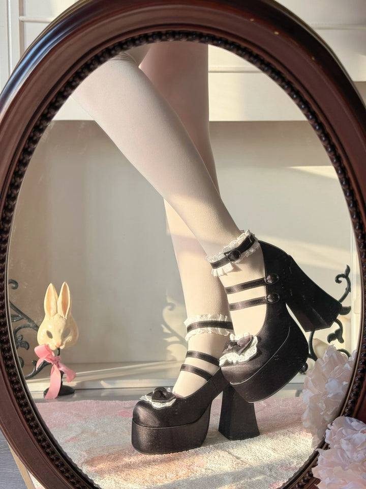 Pure Tea For Dream~Otome Fairy Tale~Sweet Lolita Shoes High Platform Satin Heels 42091:726127