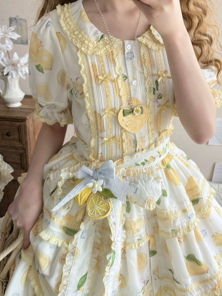 Miss Point~Lemon Chick~Country Lolita Printed OP With Button Front 42984:760400