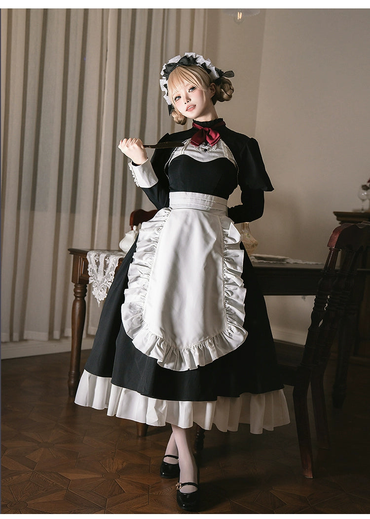 With PUJI~Night Banquet~Ouji Lolita Outfit/Maid Lolita OP Twin Lolita Suit   