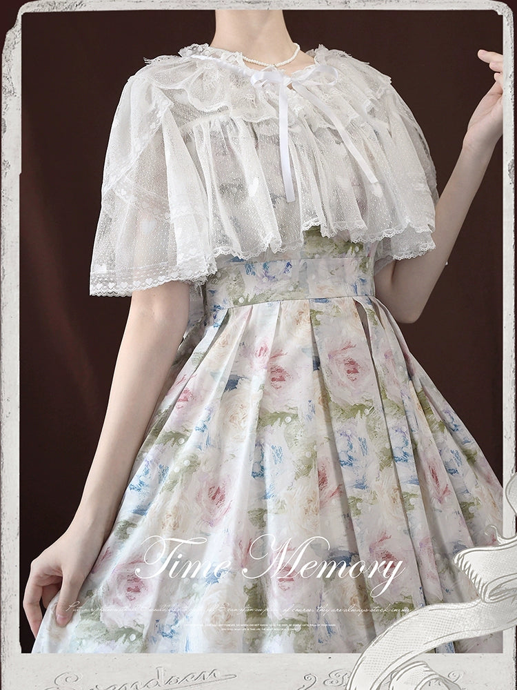 (BFM)Time Memory~Sweetheart Curtain~Sweet Lolita Shawl Short Sleeve Lace Cardigan   