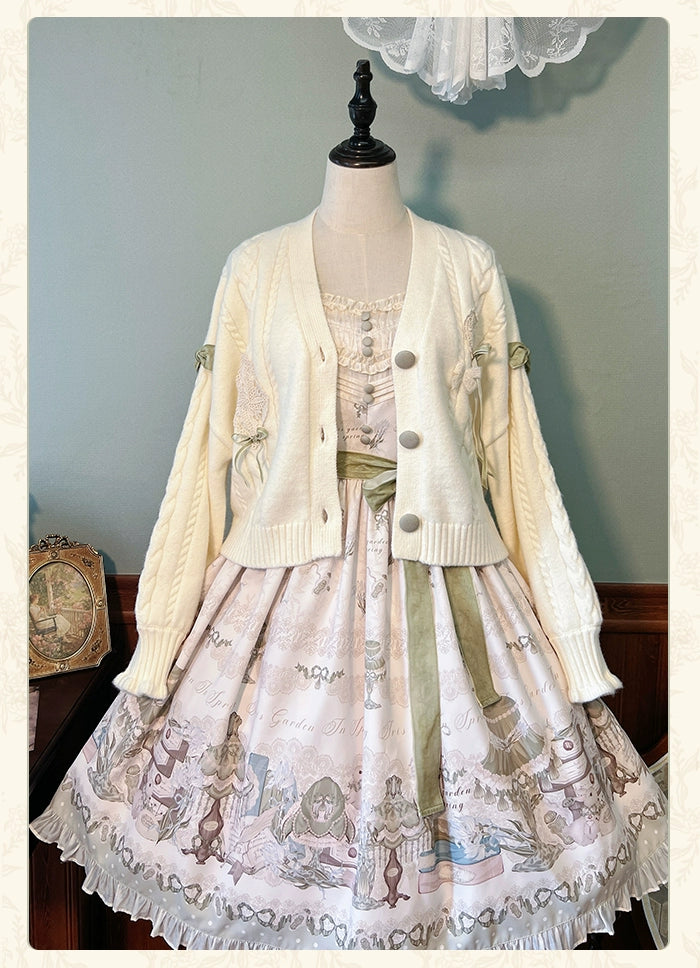 Alice Girl~Iris Study Room~Classic Lolita Cardigan Elegant Lolita Outwear Free size Beige cardigan only 