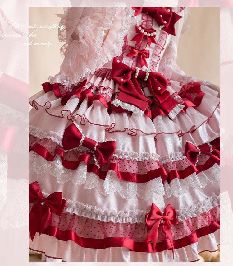 Sakurahime~Ribbon Strawberry~Sweet Lolita JSK and BNT with Old School Lolita Style 42537:744375