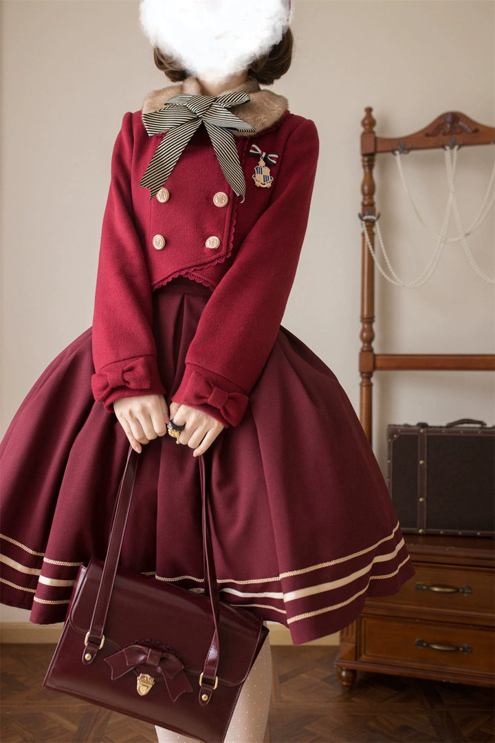 LeMiroir~Winter Solstice Coat~Sweet Lolita Woolen Coat Embroidery Skirt Short Outwear 40360:656990