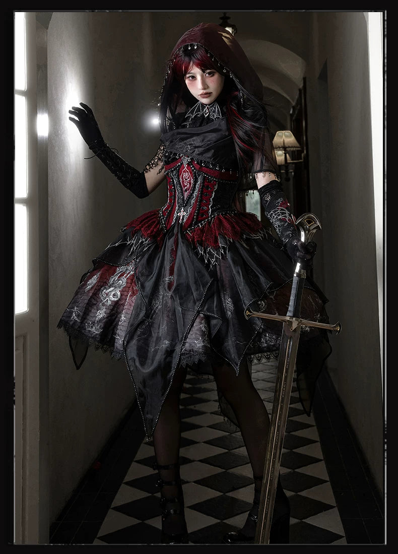 Bone Dragon - Gothic Lolita Corset JSK Dress Set with Embroidery (2XL L M S XL XS / Pre-order) 45654:856812