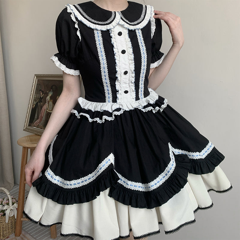 With PUJI~Mute Dummy Voice~Vintage Lolita Cotton Dress   