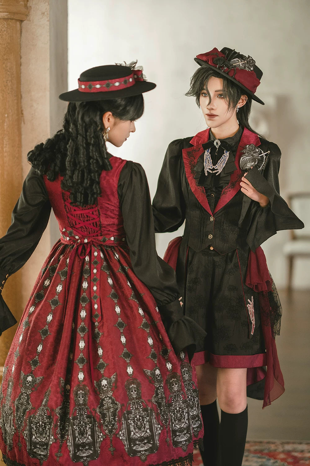 Moonnight Return - Gothic Lolita JSK Dress, Skeleton & Cross Print 44638:816273