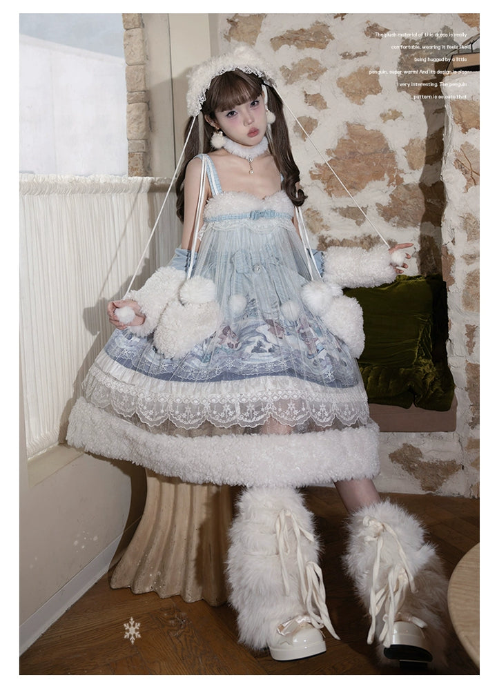 Spireme Cat~Penguin Snow Treasure~Kawaii Lolita JSK Penguin Printing Winter Dress   